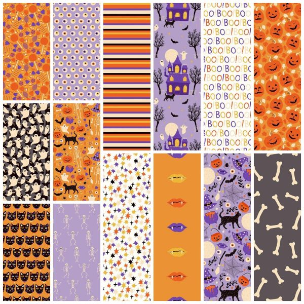 Cartoon Halloween Fat Quarter Bundle - 14 Pieces Online Hot Sale