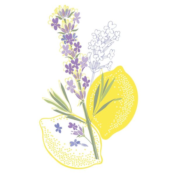 Lemon & Lavender Arrangement Fabric Panel - Variation 3 on Sale