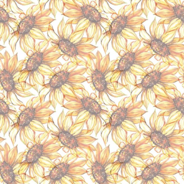 Watercolor Fully Faded Sunflower Fabric Supply
