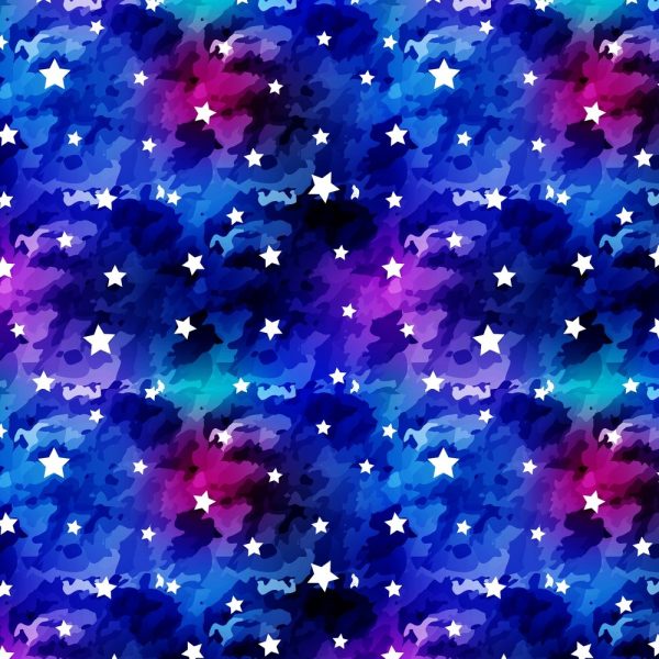 Watercolor Space And Star Fabric - Blue Online