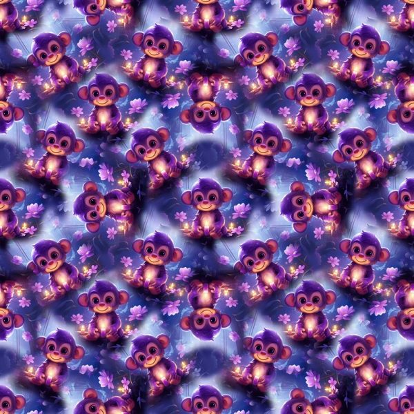 Candlelit Monkey & Flowers Fabric Fashion