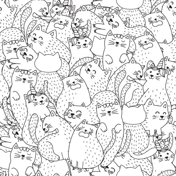 Digitally Printed Funny Packed Cats Fabric Online now