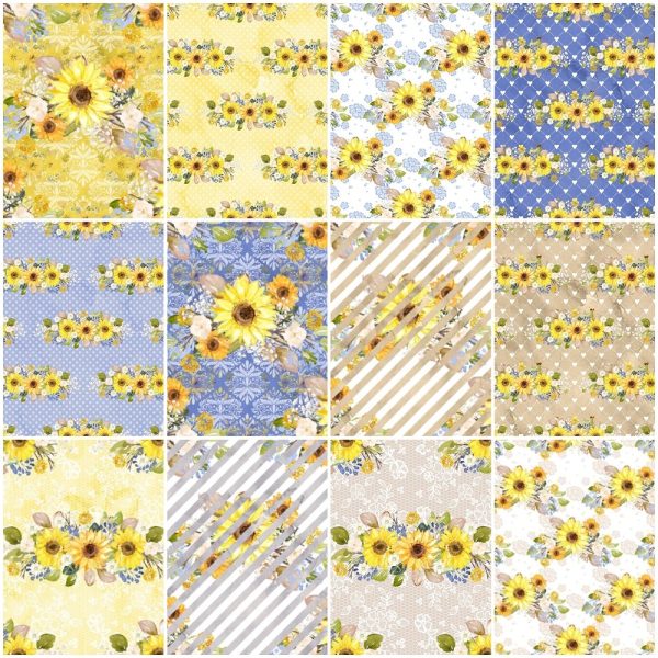 Hand Painted Sunflowers Charm Pack - 12 Pieces Hot on Sale