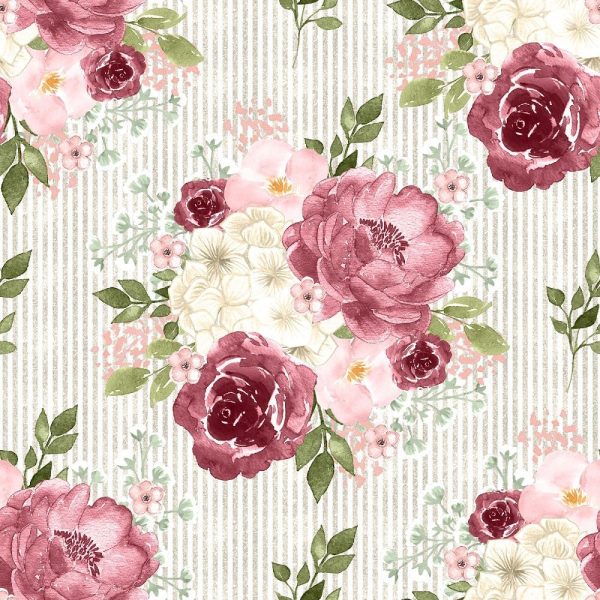 Canyon Rose Stripes Fabric - White Online now