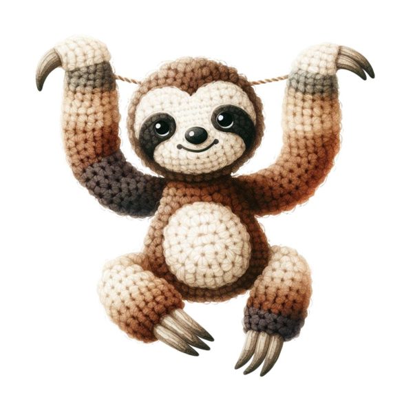 Crochet Animals Sloth Fabric Panel For Cheap