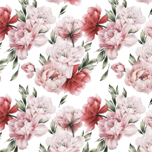 Watercolor Summer Peonies Fabric Online Sale