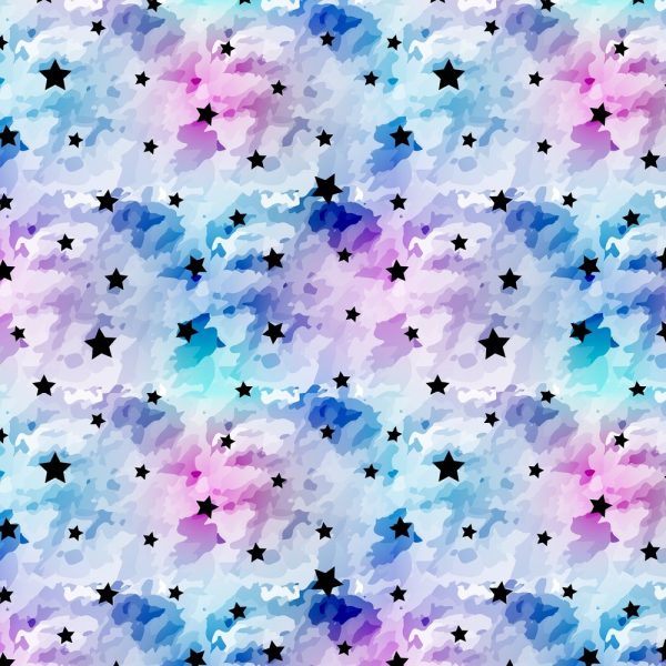 Watercolor Space And Star Fabric - Multi For Cheap