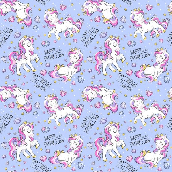 Unicorns and Diamonds Follow Your Dreams Fabric - Blue Online Sale