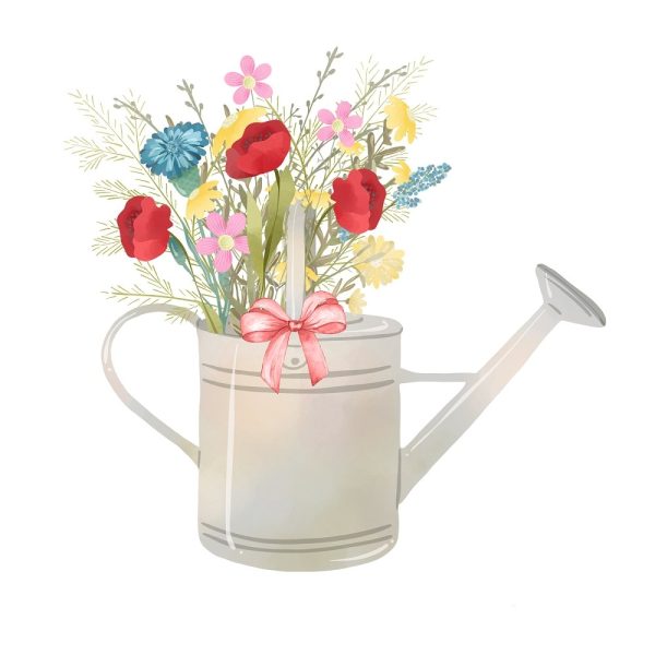 Wild Flowers Watering Pot Fabric Panel Online Sale