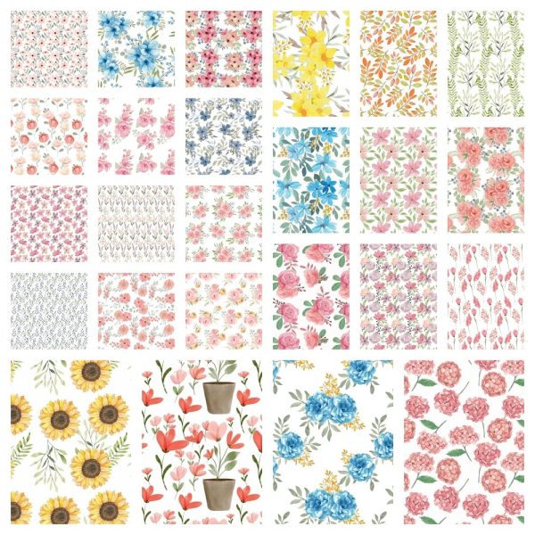 Watercolor Floral Fat Quarter Bundle - 25 Pieces Supply