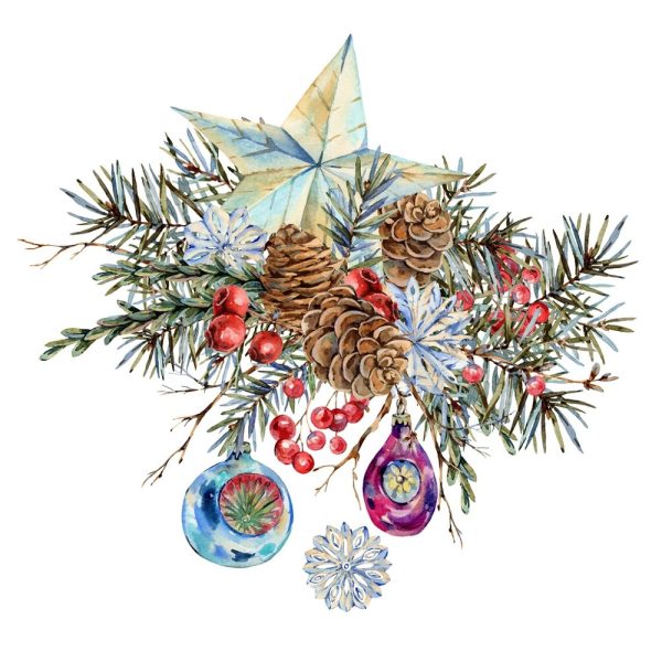 Vintage Christmas Bouquet Fabric Panel on Sale