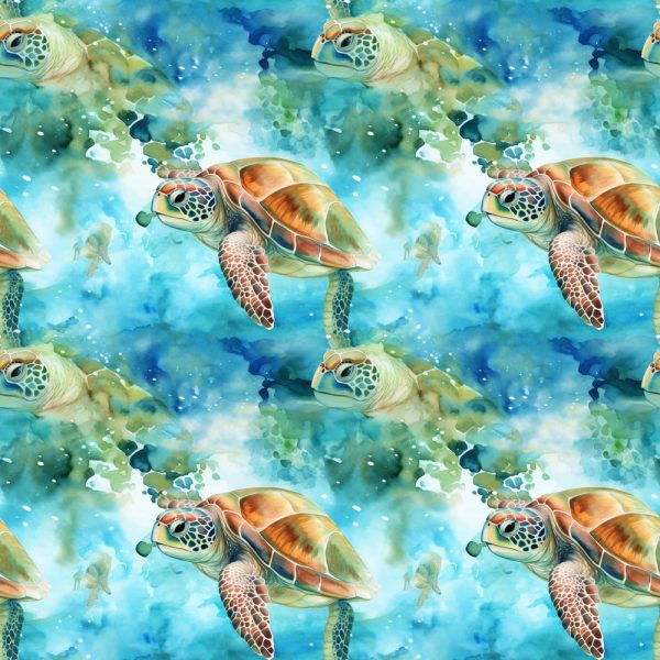 Swimming Sea Turtles Pattern #8 Fabric For Cheap