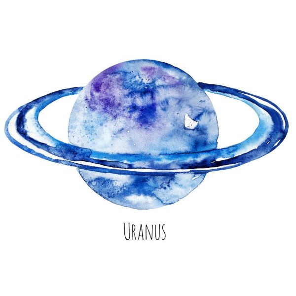 Watercolor Planets Uranus Fabric Panel Online now