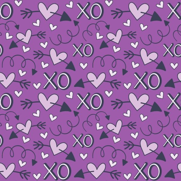 XOXO Hearts Pattern #11 Fabric - Purple For Discount
