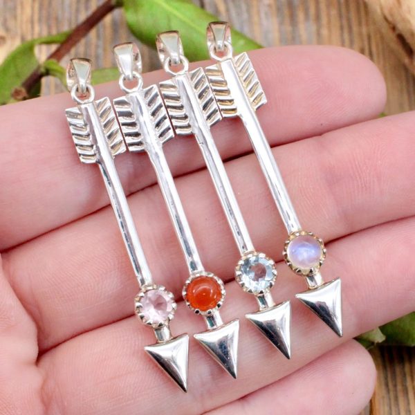 Arrow Pendant with Gemstone Accent - Sterling Silver on Sale - Image 2