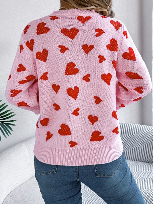 Hazel Blues® |  Heart Round Neck Long Sleeve Sweater on Sale - Image 3